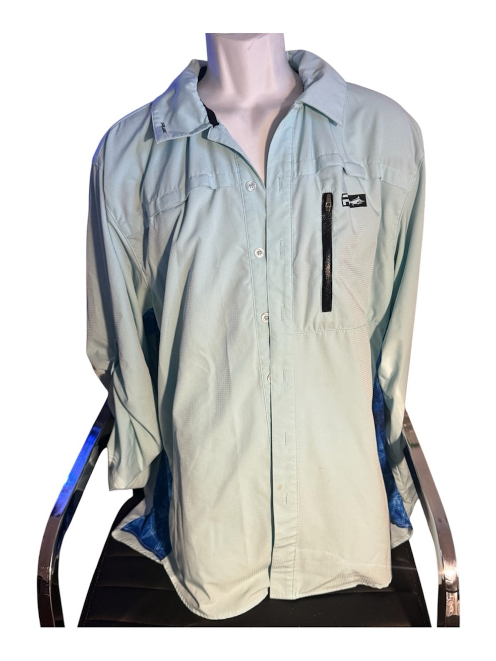 Pelagic Eclipse Guide Shirt Pro Series Men’s XL Long Sleeve Fishing Shirt Blue